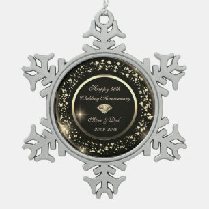Ornement Flocon De Neige Gold Confetti Diamond 50e anniversaire Mariage
