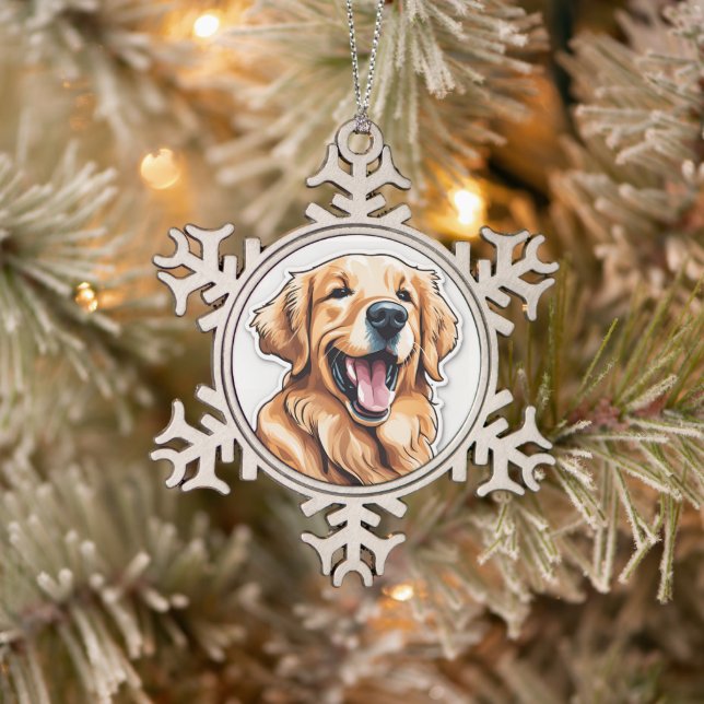 Ornement Flocon De Neige Golden Retriever (Arbre)