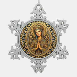 Ornement Flocon De Neige Golden Revergence Vierge Marie