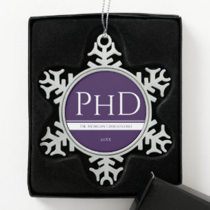 Ornement Flocon De Neige Graduation Purple Nom Année PhD