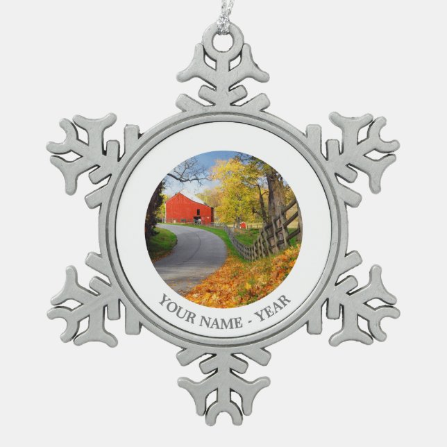 Ornement Flocon De Neige Grange dans l'automne (Devant)