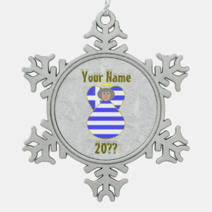 Ornement Flocon De Neige Grec Angel Drapeau Cheveux gris