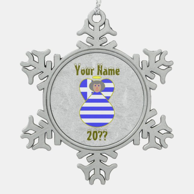 Ornement Flocon De Neige Grec Angel Drapeau Cheveux gris (Devant)