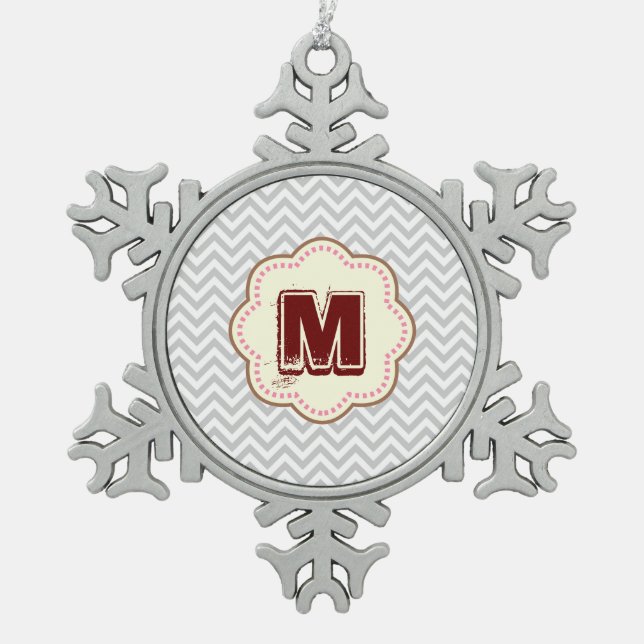 Ornement Flocon De Neige Grey Chevron (Devant)