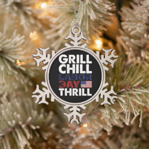 Ornement Flocon De Neige Grill Usa America Fête Travail Détente Thrill BBQ