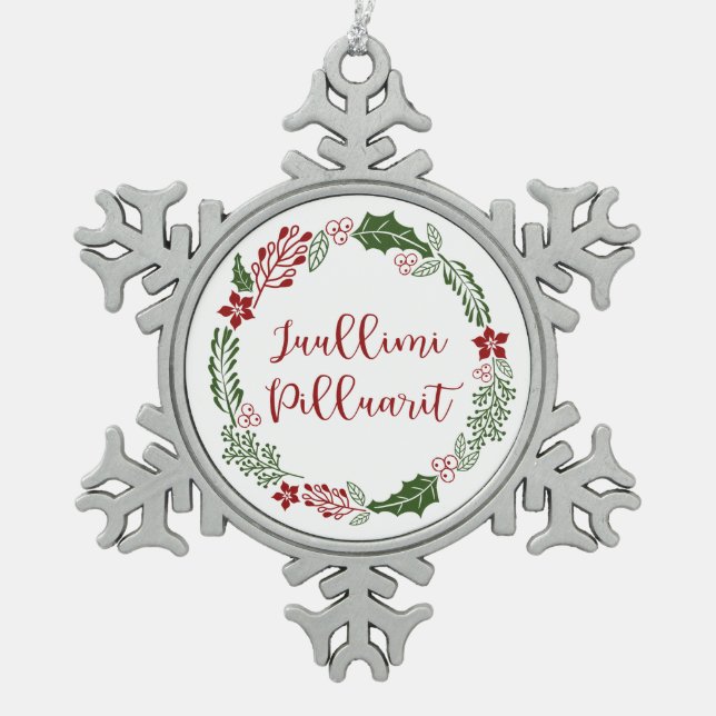 Ornement Flocon De Neige Groenland Merry Christmas Wreath Juullimi Pilluari (Devant)
