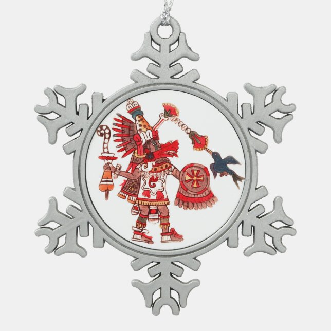 Ornement Flocon De Neige Guerrier aztèque de chaman de danse (Devant)