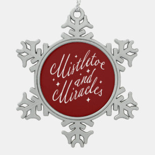 Ornement Flocon De Neige Gui et Miracles Rouge et Blanc