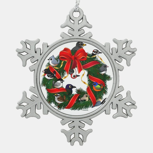 Ornement Flocon De Neige Guirlande de Noël d'oiseaux de jardin de Na de (Devant)
