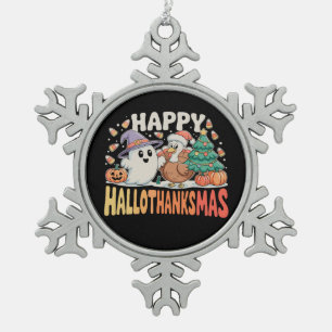 Ornement Flocon De Neige Halloween Thanksgiving Noël HalloThanksMas