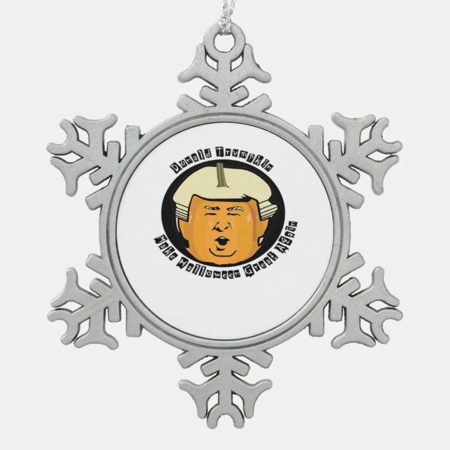 Ornement Flocon De Neige Halloween Trumpkin Citrouille classique (Devant)