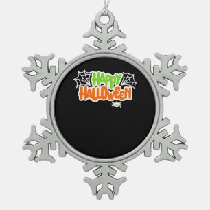 Ornement Flocon De Neige Happy Halloween coloré mignon araignée Web