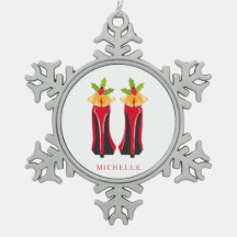 Haut talons rouges avec cloches de Noël