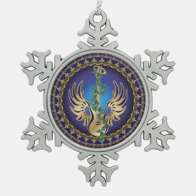 Ornement Flocon De Neige Heavenly Winged Guitar (Devant)