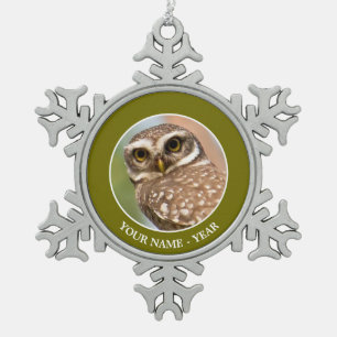 Ornement Flocon De Neige Hibou repéré sur le vol de matin