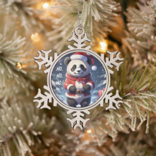 ORNEMENT FLOCON DE NEIGE HO.HO.HO PÈRE NOËL PANDA