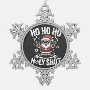 Ornement Flocon De Neige Ho Ho Ho Sainte Balle Santa avec Fusil Amérique US
