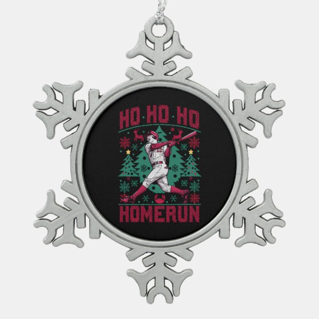 Ornement Flocon De Neige Ho Ho Homerun Baseball Laid Christmas Sweat (Devant)
