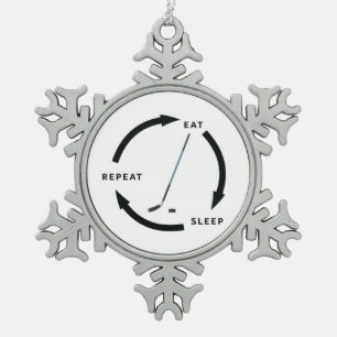 Ornement Flocon De Neige Hockey sur glace Dormir Répéter Le Ventilateur De 