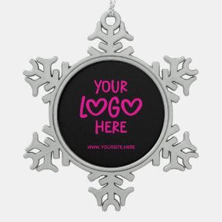 Ornement Flocon De Neige Holiday Black and Hot Pink Business Logo Site