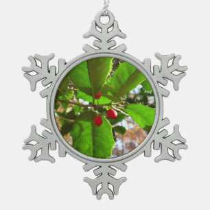 Ornement Flocon De Neige Holly Feuilles II Vacances Nature Botanique