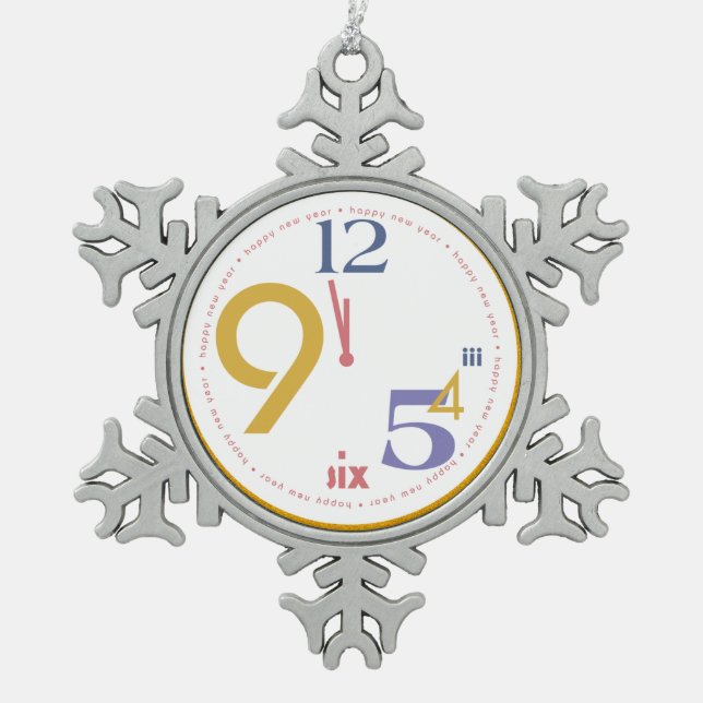 Ornement Flocon De Neige Horloge douze - (Devant)