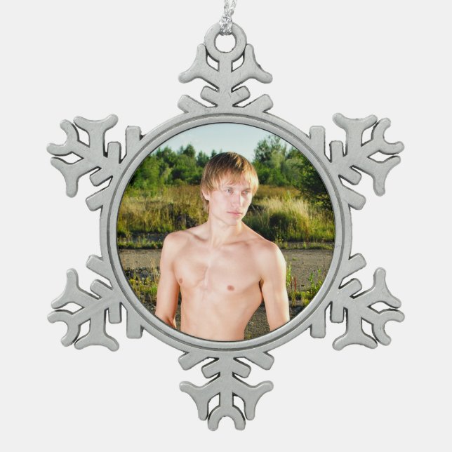 Ornement Flocon De Neige Hot Guy Sexy Shirless Muscle Man Hunk Lake (Devant)