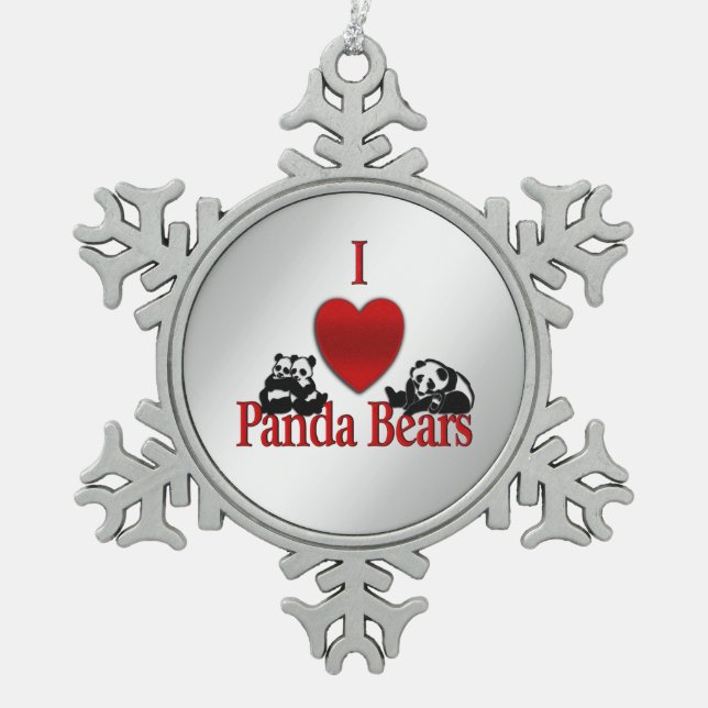 Ornement Flocon De Neige I Heart Panda Bears (Devant)