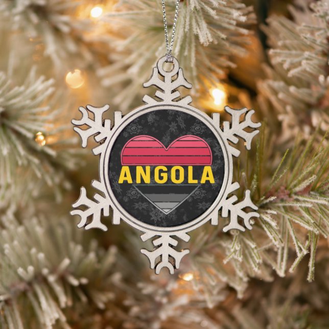 Ornement Flocon De Neige I Love Angola, Coeur angolais (Arbre)