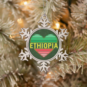 Ornement Flocon De Neige I Love Ethiopia, Ethiopian Heart