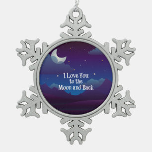 Ornement Flocon De Neige I Love You to the Moon and Back, blue indigo