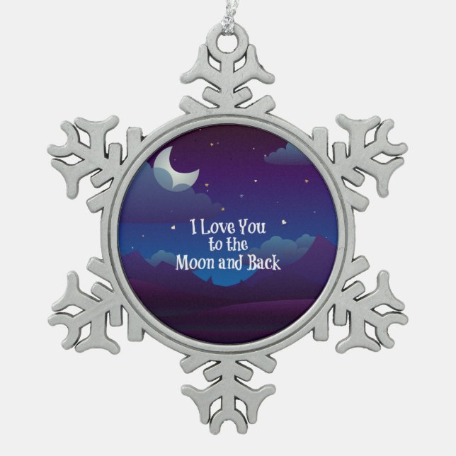 Ornement Flocon De Neige I Love You to the Moon and Back, blue indigo (Devant)