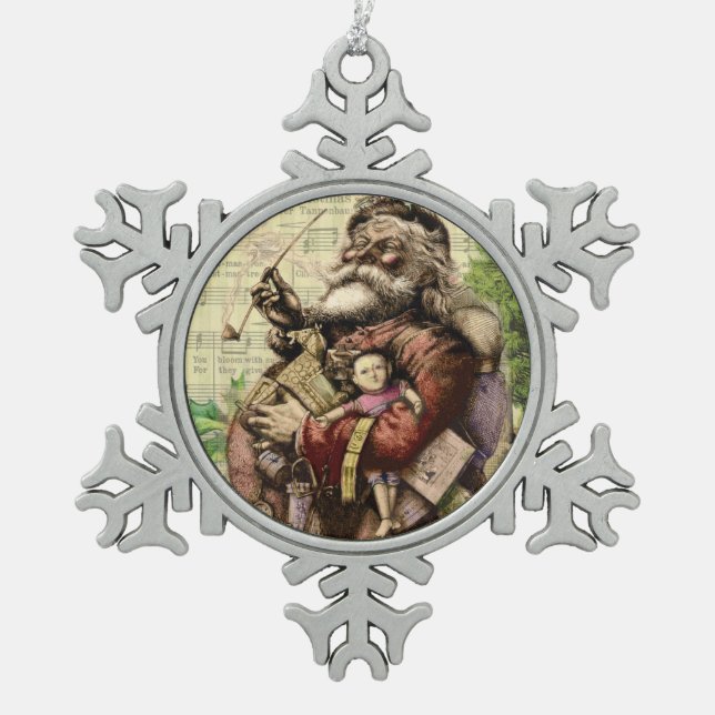 Ornement Flocon De Neige Illustration classique de Thomas Nast du Père Noël (Devant)