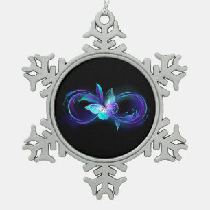 Ornement Flocon De Neige Infinité brillante avec papillon magique