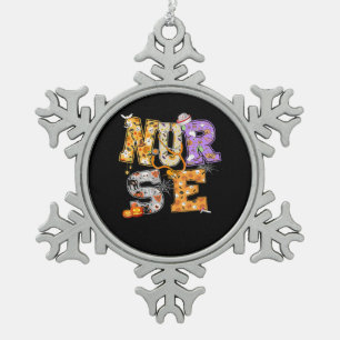 Ornement Flocon De Neige Infirmière Cadeau Halloween avec Citrouille Boo Sp
