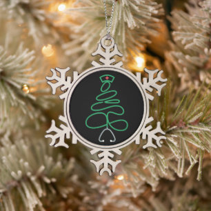 Ornement Flocon De Neige Infirmière de Noël Stéthoscope Arbre Chapeau de Pè
