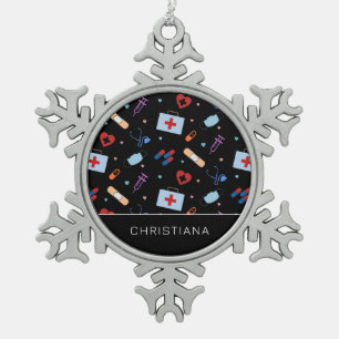 Ornement Flocon De Neige Infirmière RN personnalisée Docteur Motif Médica