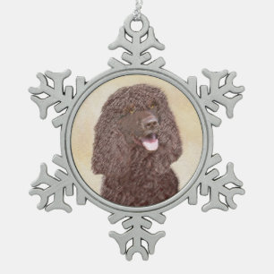 Ornement Flocon De Neige Irish Water Spaniel Peinture - Original Dog Art