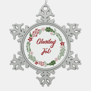 Ornement Flocon De Neige Islande Merry Christmas Wreath, Gleðileg jól