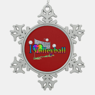 Ornement Flocon De Neige J'adore le volley-ball