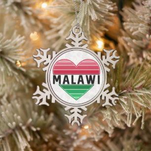 Ornement Flocon De Neige J'aime le Malawi, le coeur du Malawi