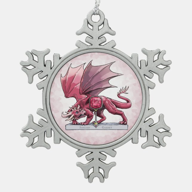 Ornement Flocon De Neige Janvier Birthstone Dragon - Garnet (Devant)
