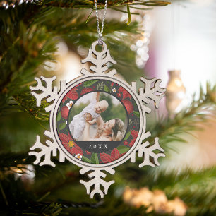 Ornement Flocon De Neige Jardin d'hiver Photo personnalisée et année