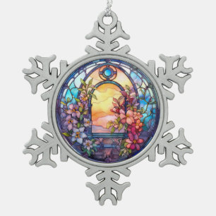 Ornement Flocon De Neige Jardin floral avec lunette de soleil