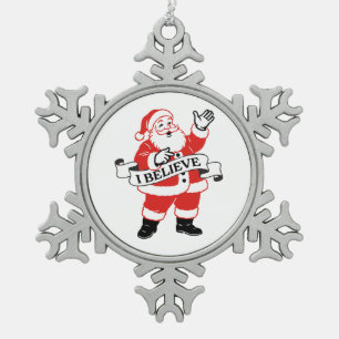Ornement Flocon De Neige Je crois au Père Noël - Art Vintage