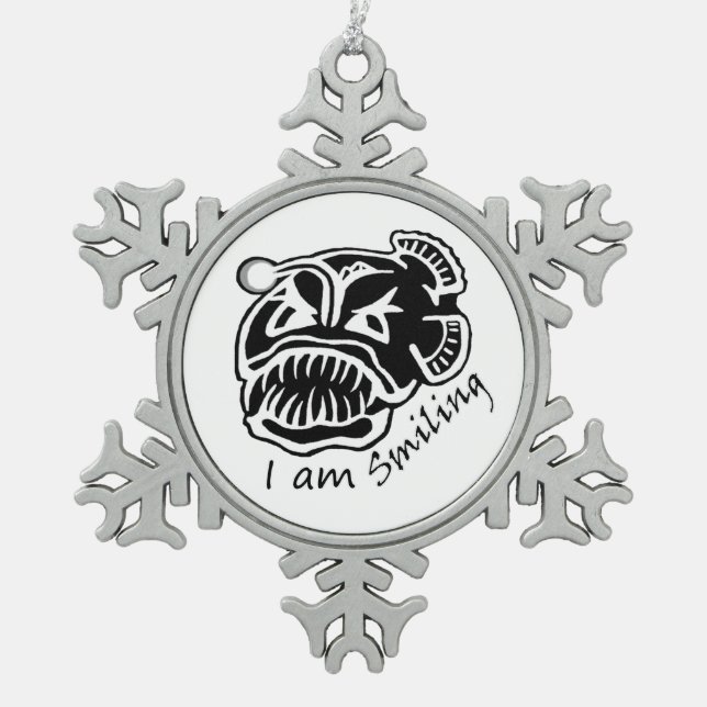 Ornement Flocon De Neige Je suis Anglerfish souriant (Devant)