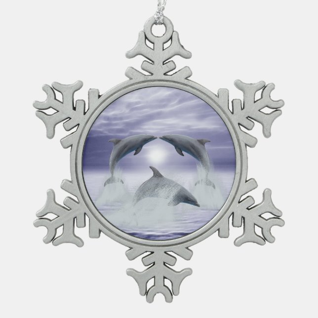 Ornement Flocon De Neige Je t'aime les dauphins (Devant)