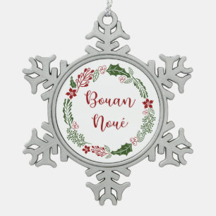 Ornement Flocon De Neige Jèrriais Merry Christmas Wreath, Bouan Noué