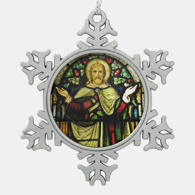 Ornement Flocon De Neige Jésus aux bras tendus (Devant)