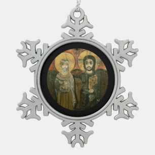 Ornement Flocon De Neige Jésus avec Abbot Coptic Icon